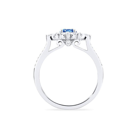 Astrid | Art Deco Petite Ring in Lab Blue Sapphire – Michellia Fine Jewelry