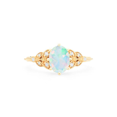 Olivia | Classic Floral Oval Cut Ring in Opal – Michellia Fine Jewelry