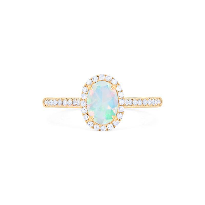 Lenora | Petite Oval Halo Diamond Ring in Opal – Michellia Fine Jewelry