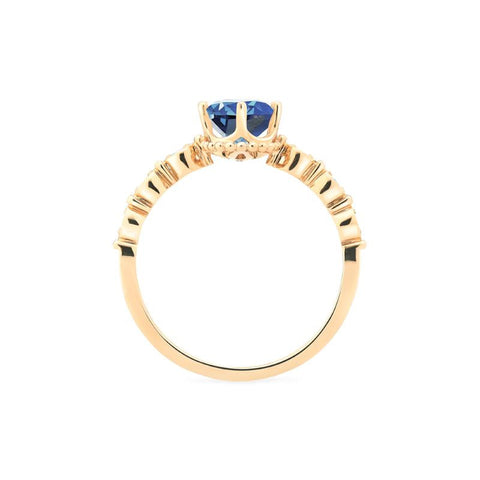 Evelina | Vintage Classic Crown Oval Cut Ring in Lab Blue Sapphire ...