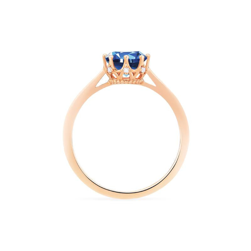 Cassandra | Vintage Crown Solitaire Ring in Lab Blue Sapphire ...