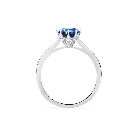 Victoria | Classic Crown Solitaire Ring in Lab Blue Sapphire ...