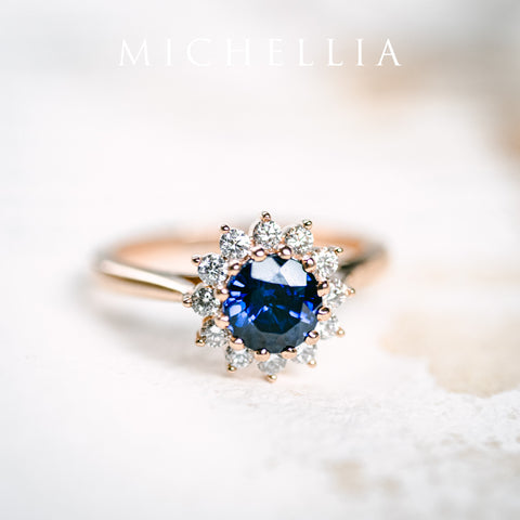 Rosalie | Vintage Bloom Ring in Lab Blue Sapphire – Michellia Fine Jewelry