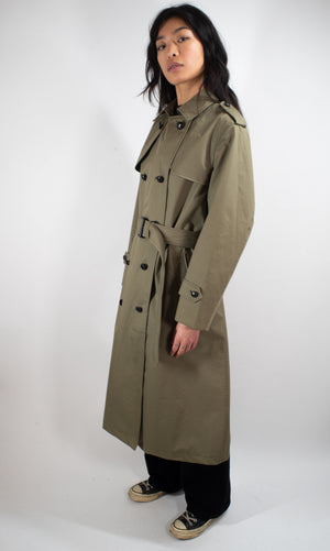 Dutch Khaki Military Trench Coat – Full Length – Unissued - Forces