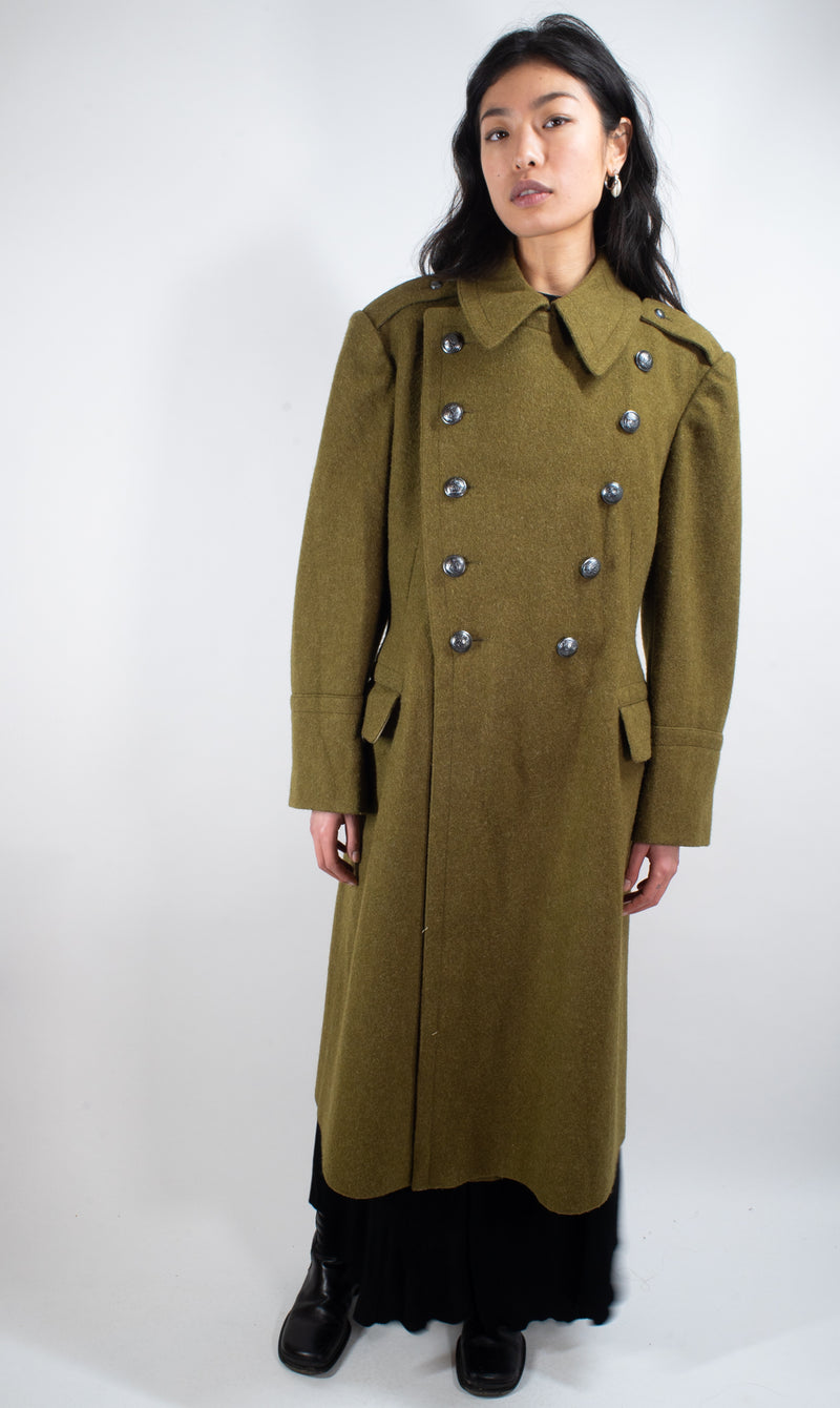 Khaki Military Vintage Wool Greatcoat - Forces Uniform and Kit