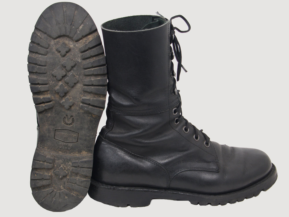 distressed leather combat boots
