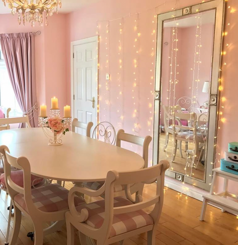 Fairy lights around the dining area