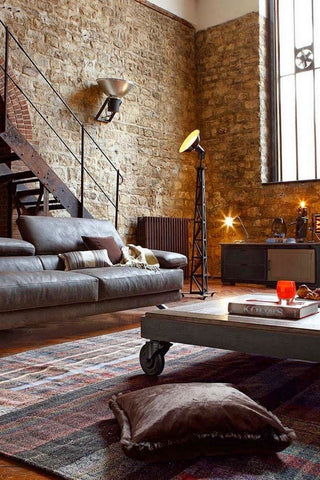 Industrial Decor with Multicolor Desaturated Rug