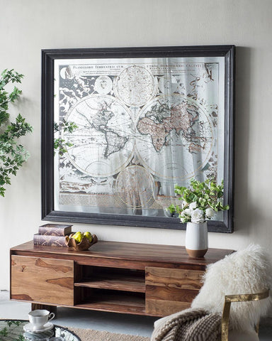 Vintage nautical map in coastal themed room