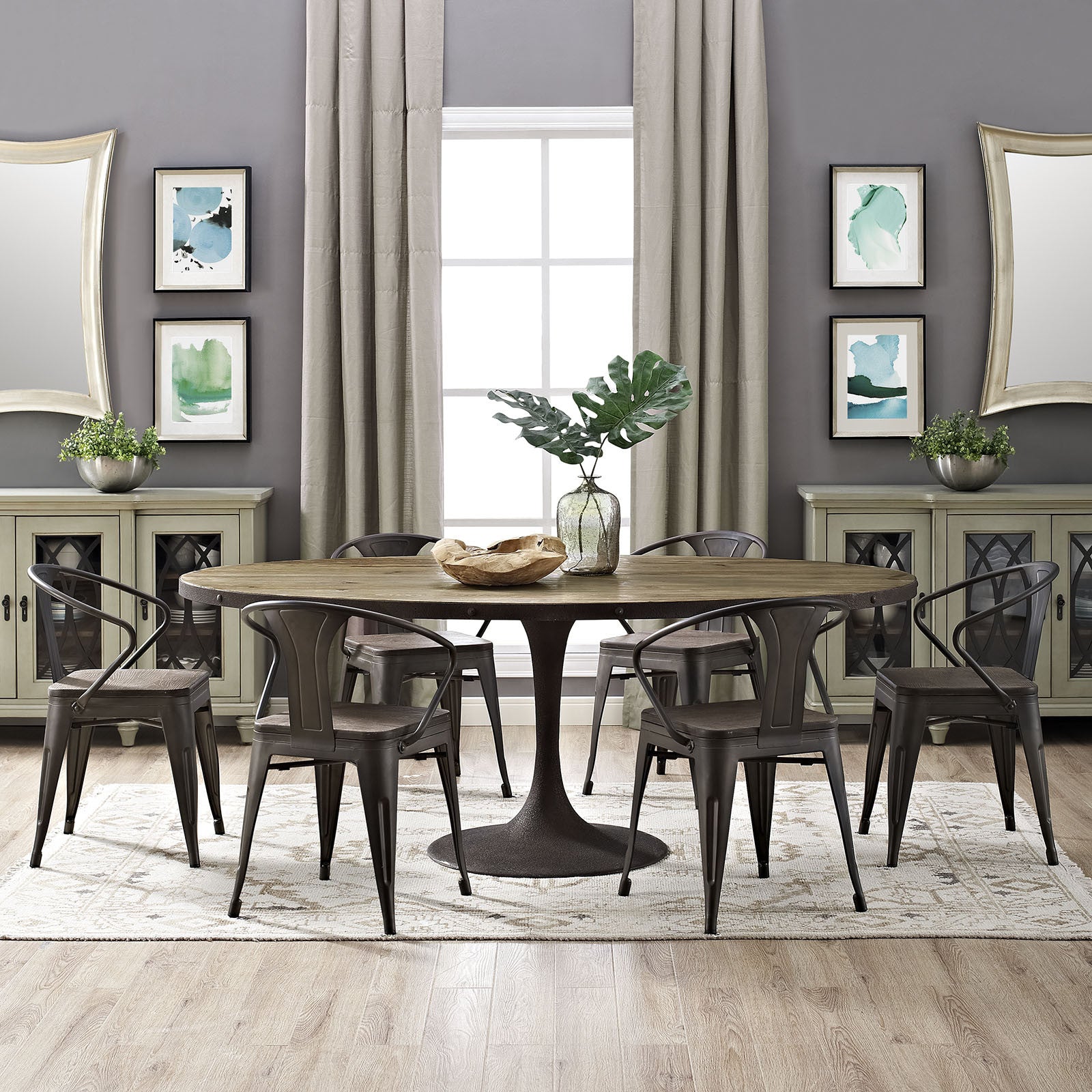 Druid Oval Wood Top Dining Table - FROY