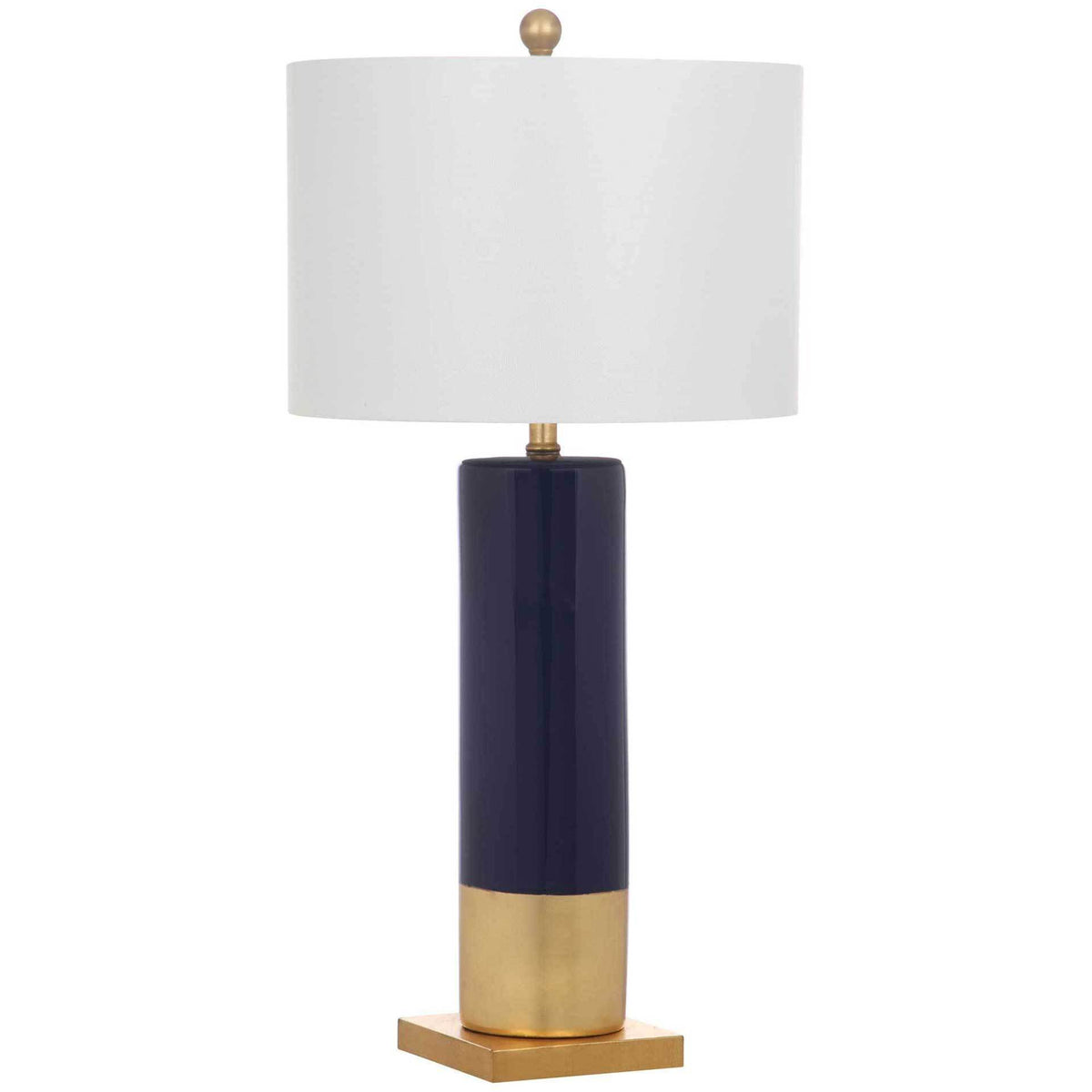 navy and brass lamp