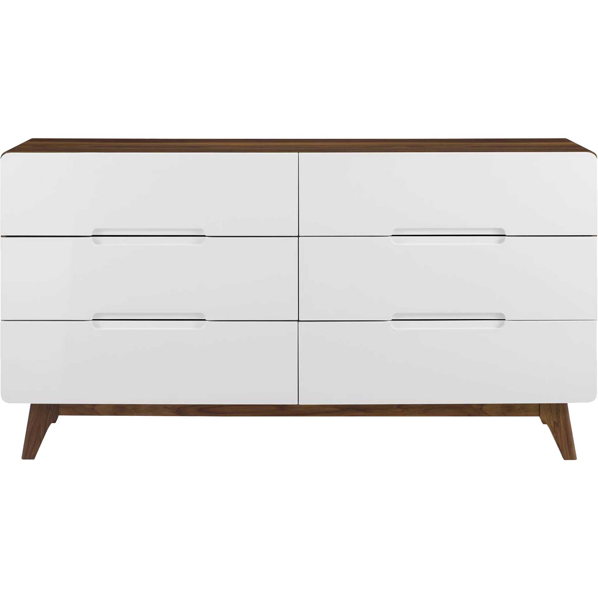 Orion Six Drawer Wood Dresser Walnut White Froy Com