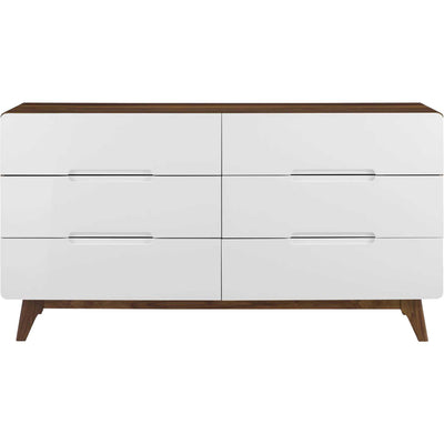 Orion Six Drawer Wood Dresser Walnut White Froy Com