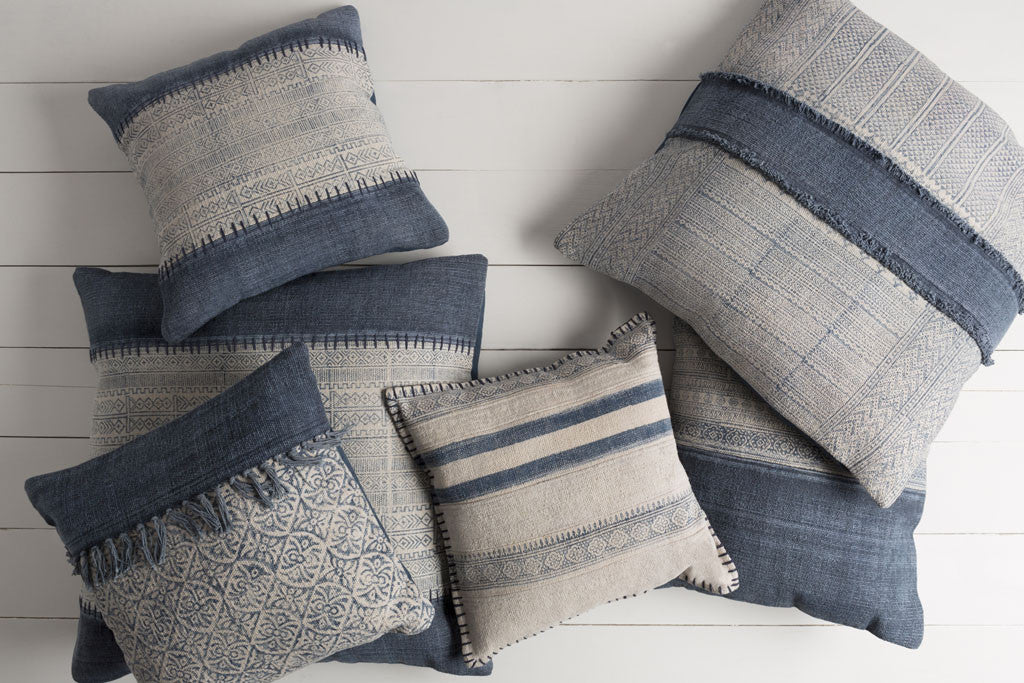 Coastal Decorative Pillows, Stripe Tassel, Taupe | Crumbs Home