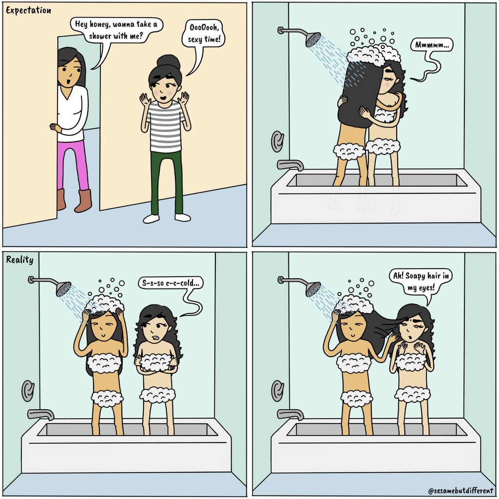 Cute Comics About Lesbian Couple Shower Lgbtq Sesame But Different