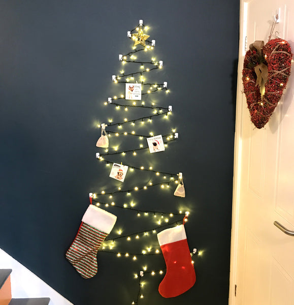 Mini DIY christmas tree with photo ornaments