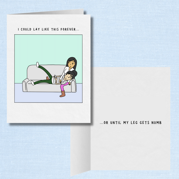Lay like this forever cute lesbian greeting card