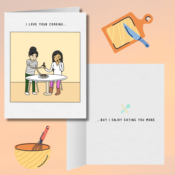 love your cooking lesbian romantic greeting card