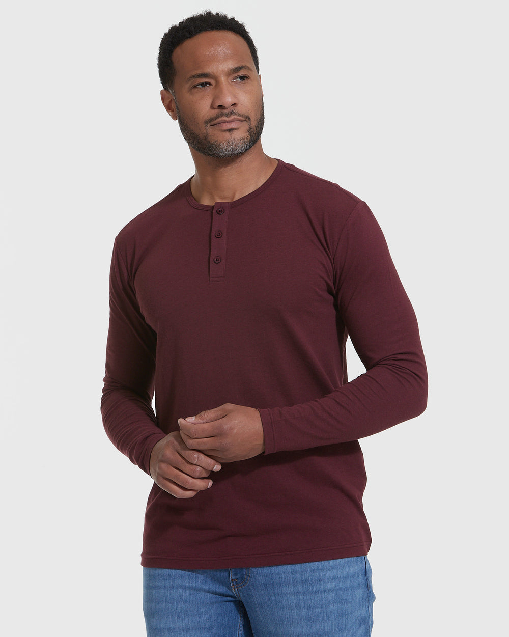 Mahogany Long Sleeve Waffle Henley - True Classic