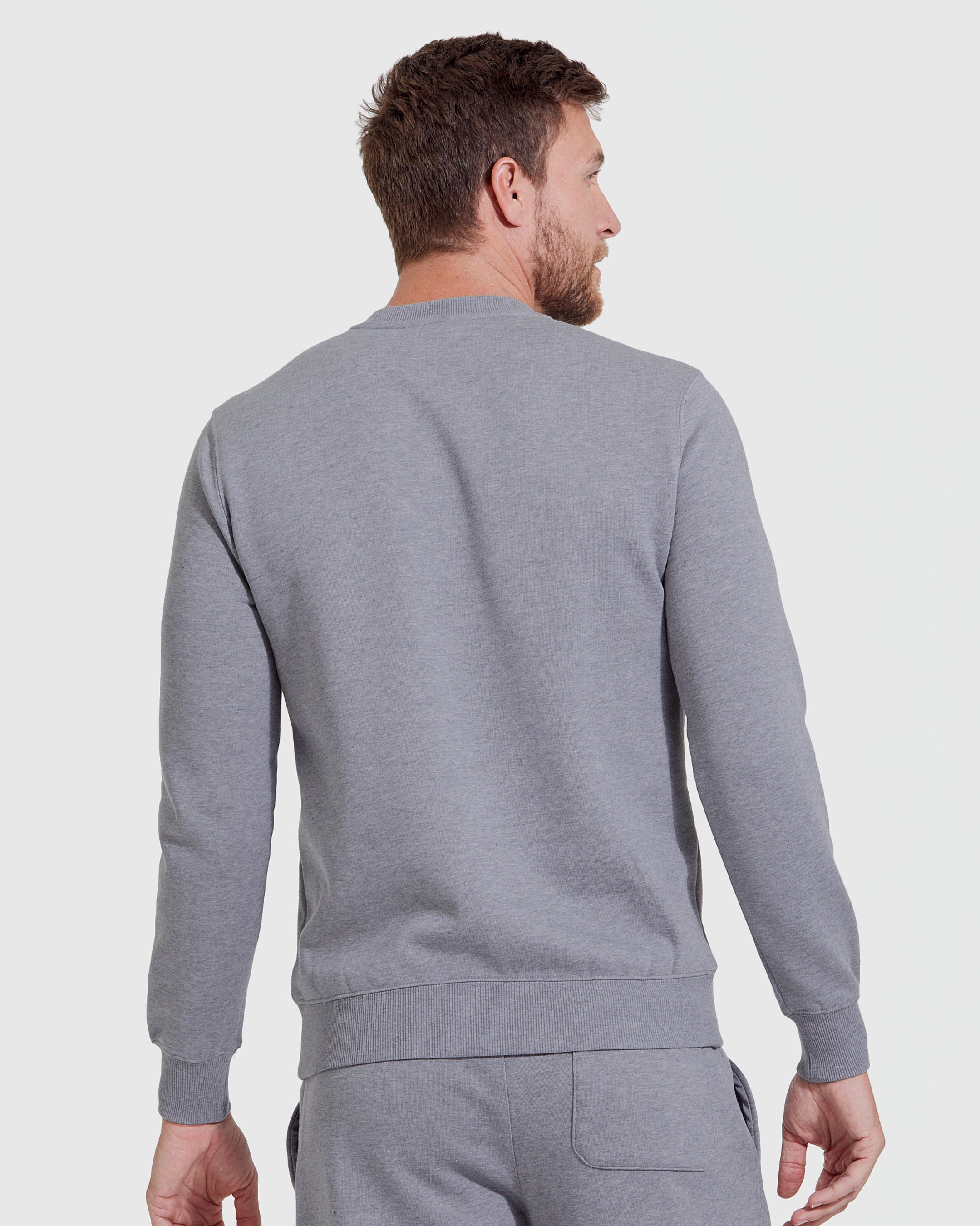 Heather Gray Fleece French Terry Pullover Crew Neck Sweatshirt