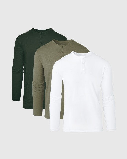 Greens Long Sleeve Henley 3-Pack