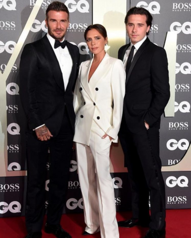 David Beckham on the red carpet wearing a tuxedo