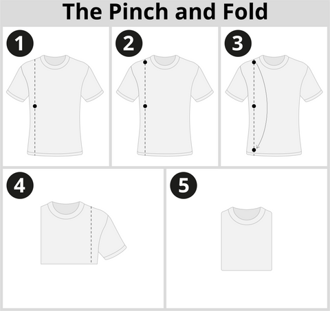 Illustrated Instructions of how to fold a shirt using the pinch and fold method