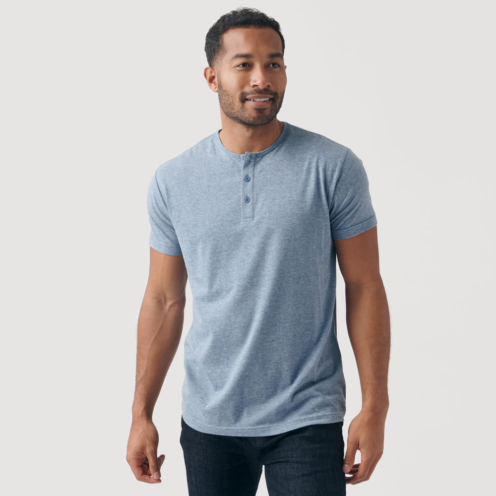 Heather Indigo Short Sleeve Henley – True Classic