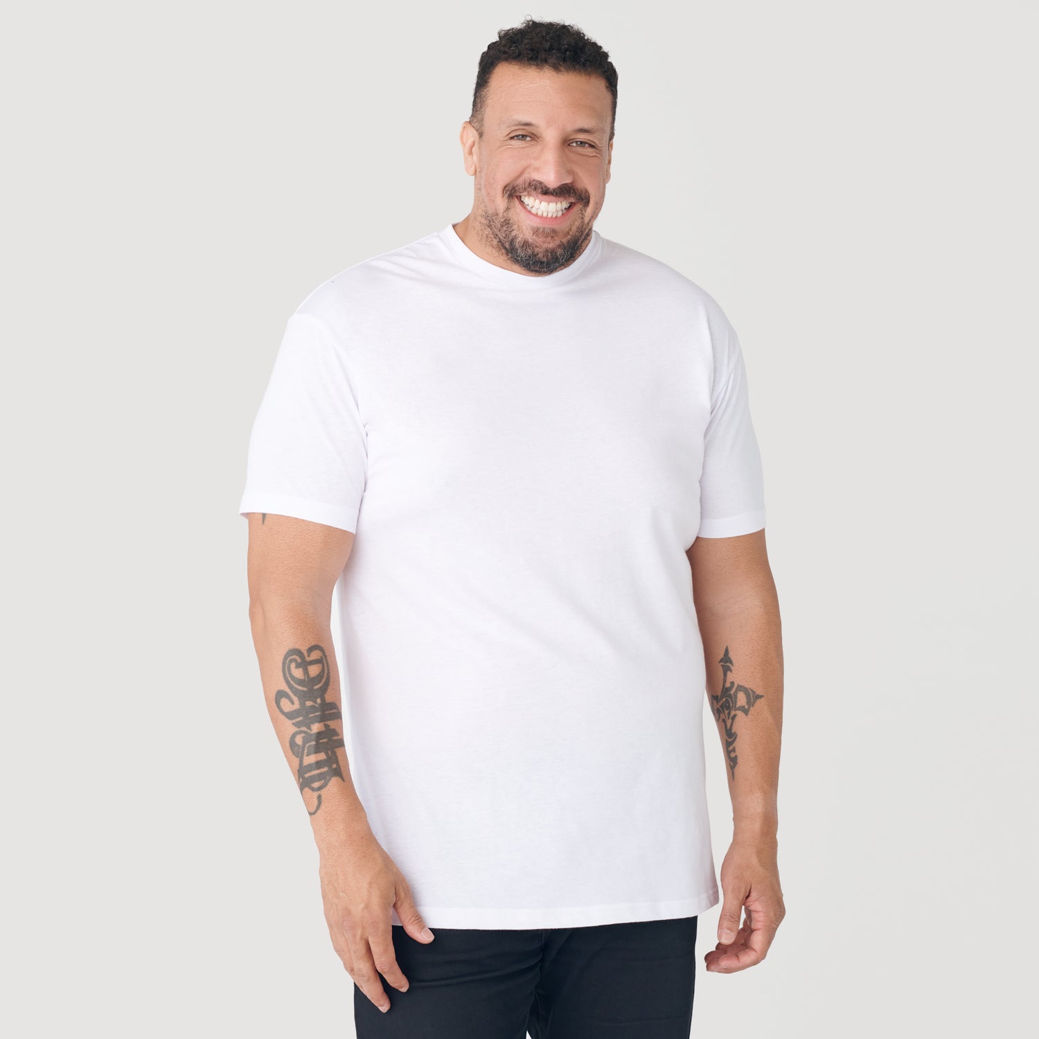 White Tall Round Hem Crew Neck T-Shirt