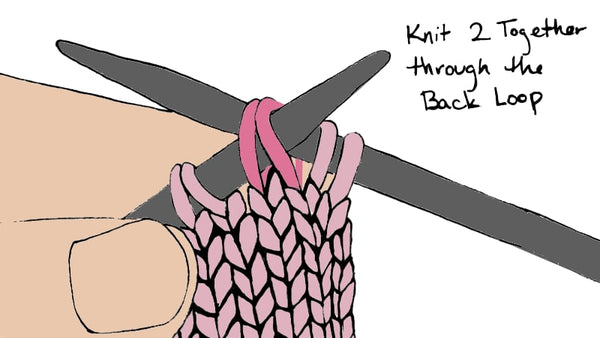 knit 2 together through the back loop diagram in color