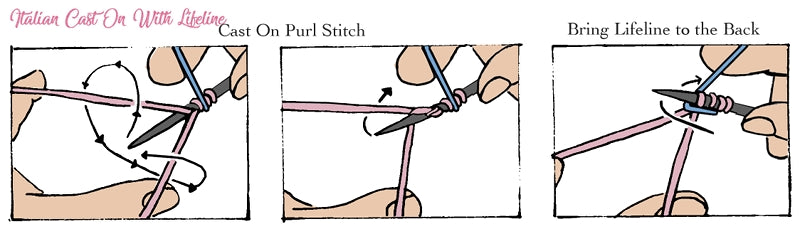 how to italian cast on with lifeline purl stitch