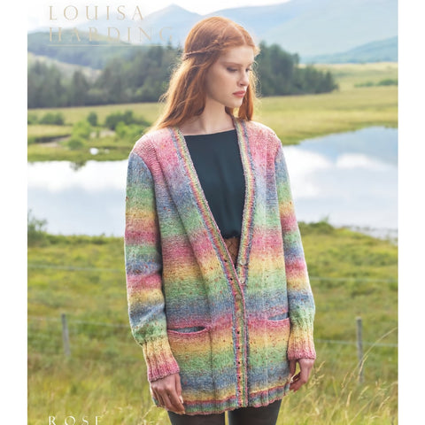 sweater knitting pattern, rainbow stripes oversized v-neck cardigan