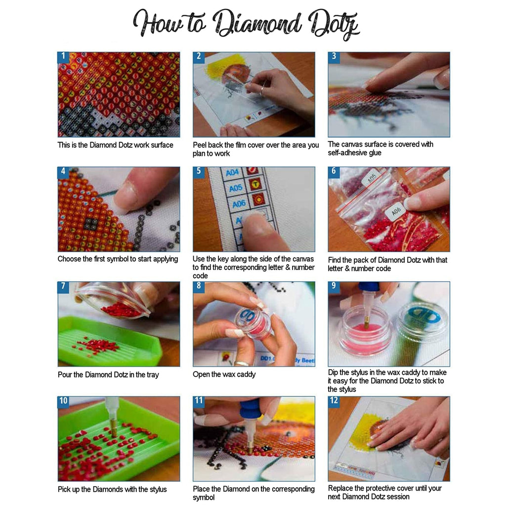 instructions how to do diamond dotz with written instructions and picutres