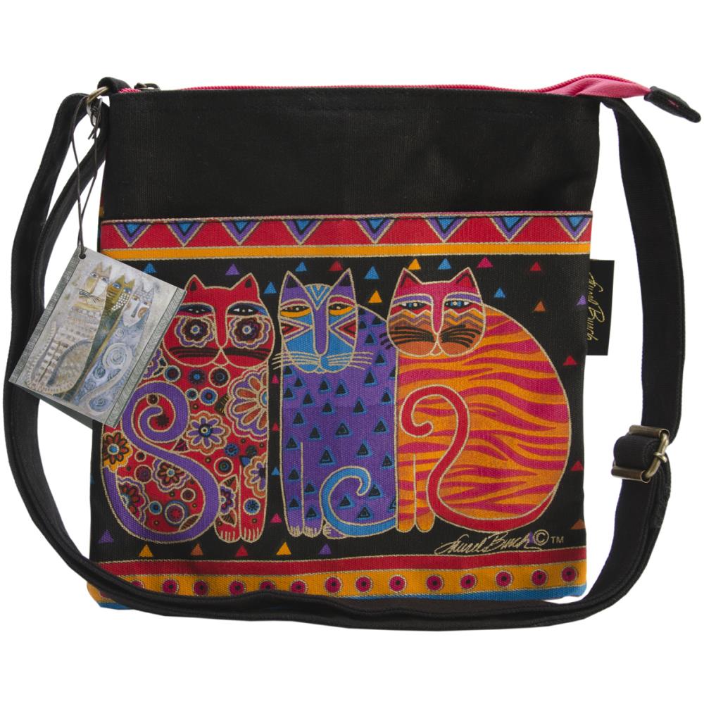 Laurel Burch Medium Tote Bag, Spotted Cat with Zipper Top