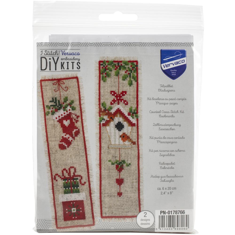 Christmas Bookmarks Cross Stitch Kit Easy Beginner Cross Stitch Kit Holiday Stocking And Birdhouse Designs Sewing Fiber Craft Supplies Tools