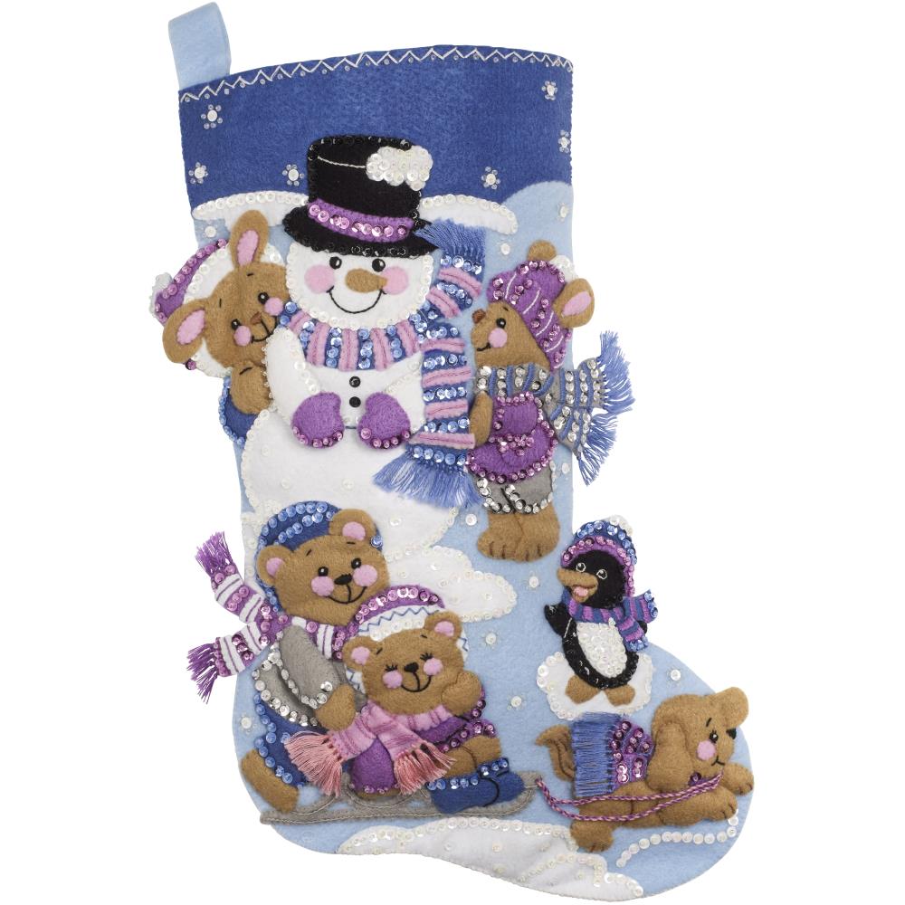 Bucilla Among the Animals 18 Felt Christmas Stocking Kit 84061 Santa, Deer  DIY 