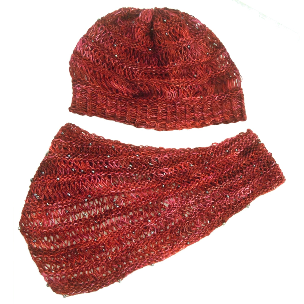 Loom Knitting Pattern With Beads Hat And Cowl Yarn