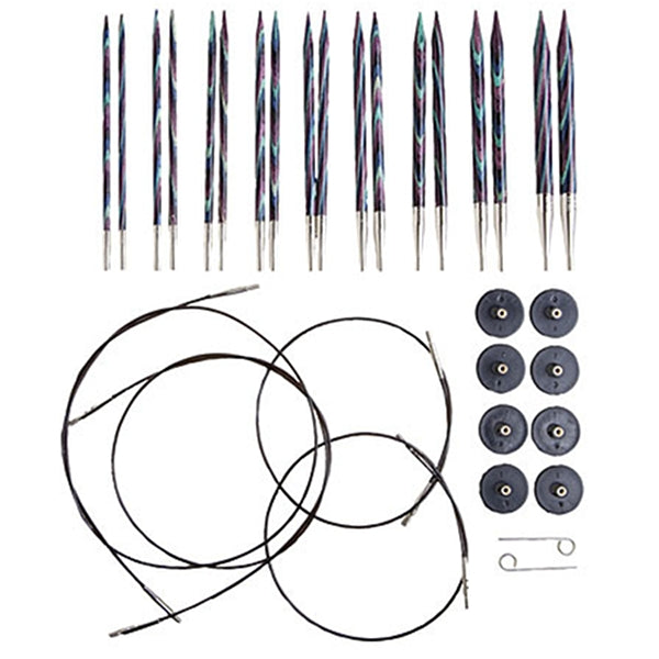 Knit Picks options Wood Interchangeable Knitting Needle Set - US 4-11 (Rainbow)