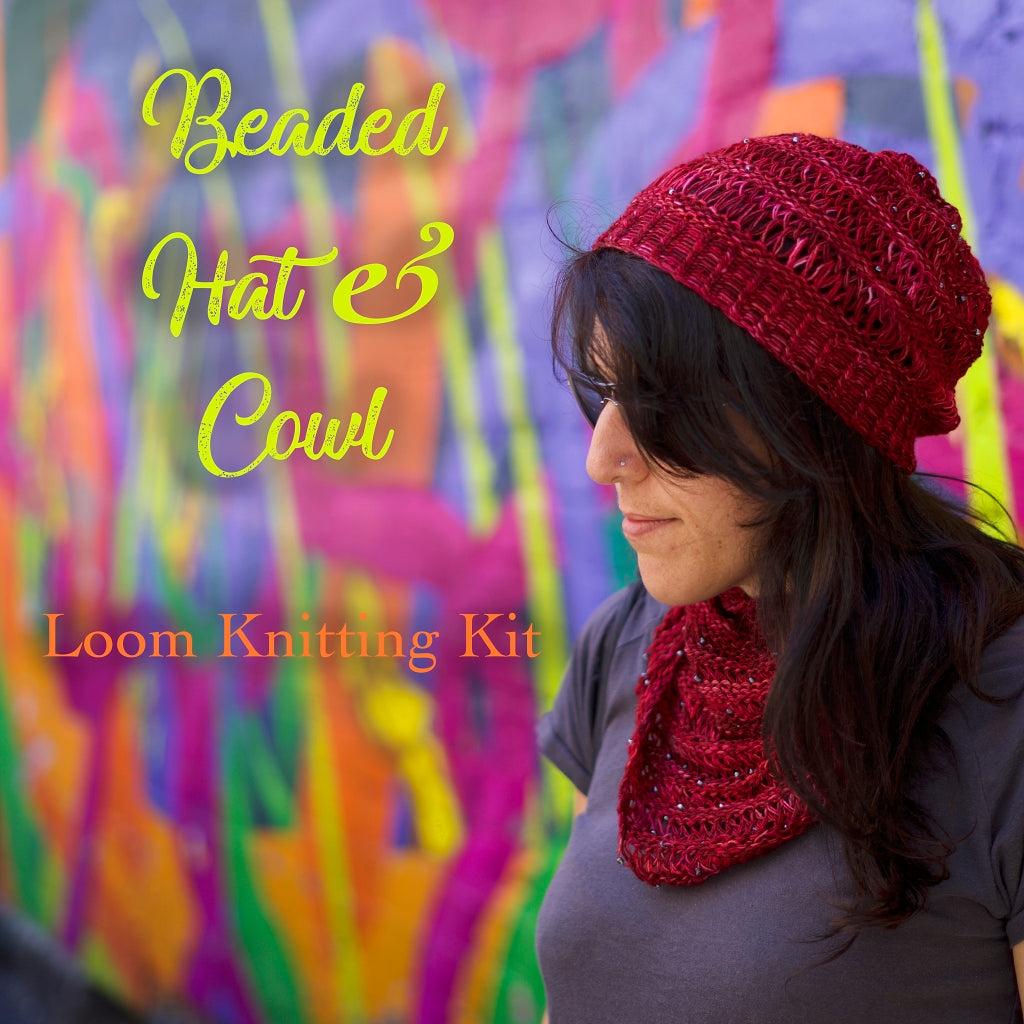 Knitting Loom Kit Super Chunky Hat and Asymmetrical Cowl Knitting Loom Kit  With Pattern Yarn Loom optional 