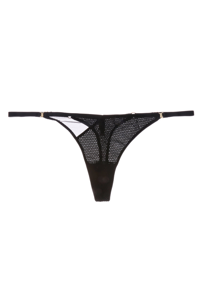 Bordelle Signature Soft Mesh Art Deco Multi-Strap Thong String Caramel