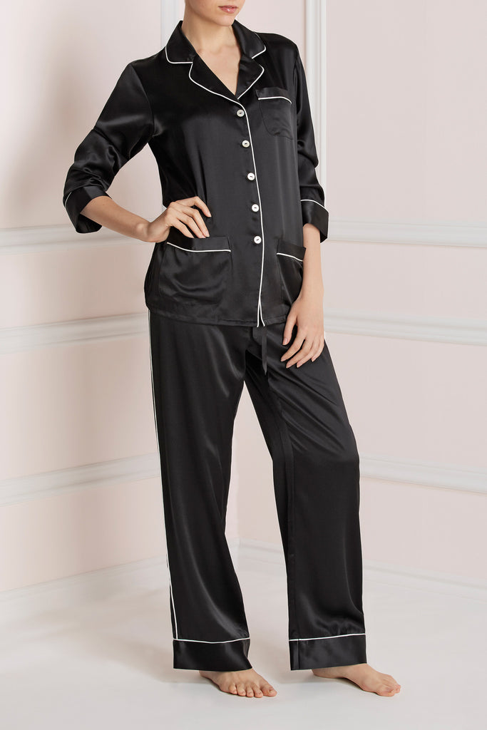 Olivia Von Halle Silk Coco Pyjama Set - Navy - S