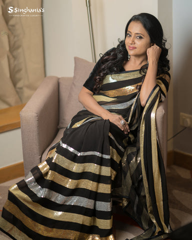 makar sankranti black saree look