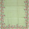 Pastel Green Tussar Embroidery Saree With Floral Border