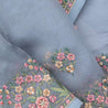 Beau Blue Floral Embroidery Organza Saree