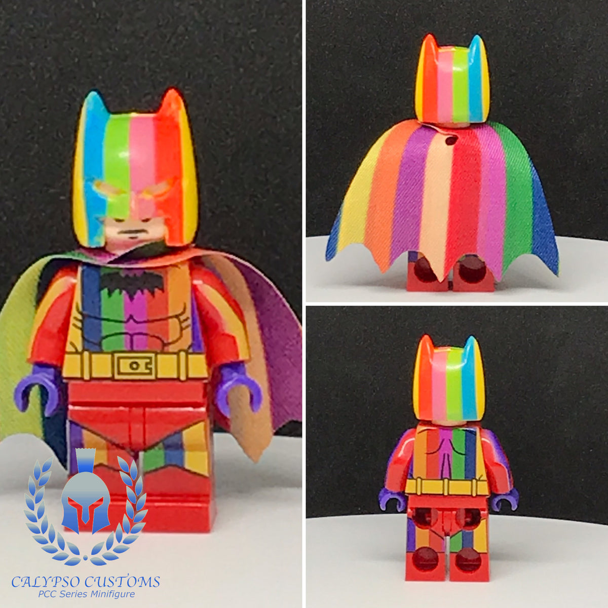 Calypso Customs Rainbow Batman Custom Printed PCC Series Minifigure