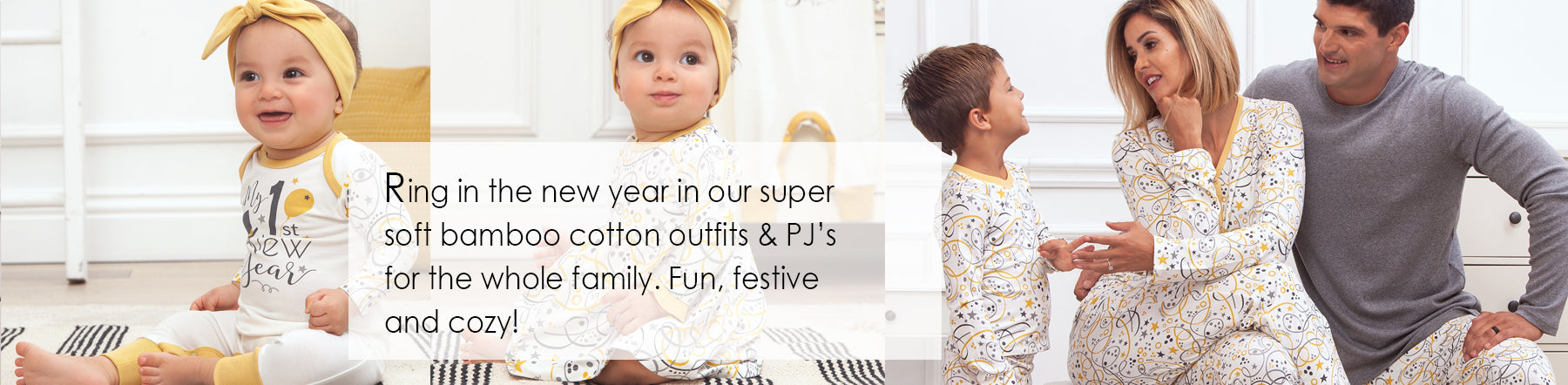 New Year family loungewear and outfits in bamboo
