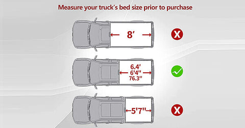 The length of the truck bed for the different cockpits of the truck