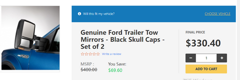 Genuine Ford trailer tow mirrors by Levittown Ford Parts