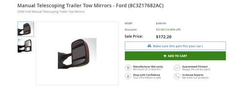 Ford manual telescoping tow mirrors by ford parts center