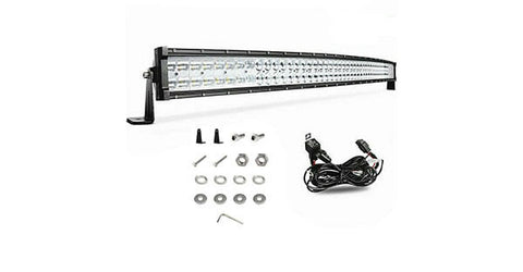 Black crystal curved LED light bar and mounting parts.
